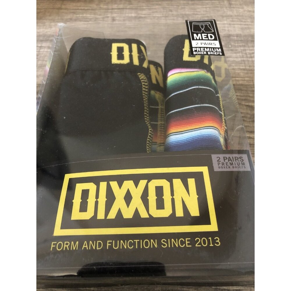 Dixxon Premium Boxer Briefs  Two Pair  One Black, and One Rainbow Print Size Med